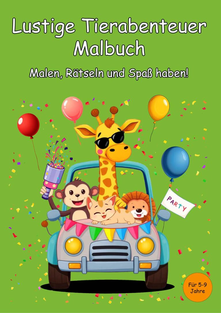 Malbuch Lustige Tierabenteuer – Ausmal- und Rätselspaß für Kinder