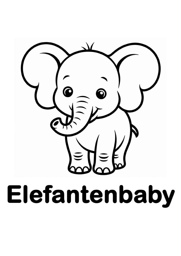 Ausmalbild Elefantenbaby für Kleinkinder von 1 bis 3 Jahren