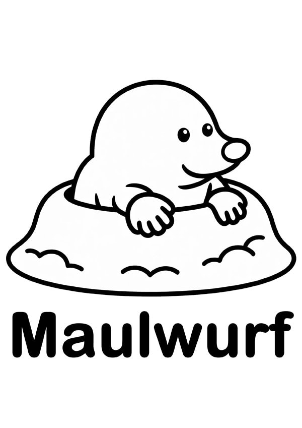 Ausmalbild Maulwurf für Kleinkinder von 1 bis 3 Jahren