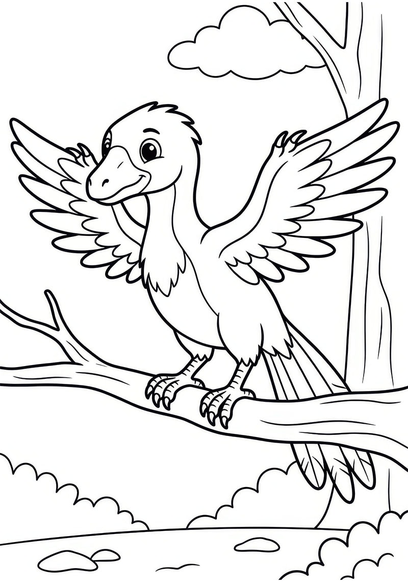 Ausmalbild Dinosaurier Archaeopteryx von 3-5 Jahren