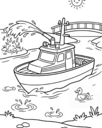 Il mio libro da colorare Pompieri e polizia Disegno da colorare gratuito tratto dal libro «Il mio libro da colorare Pompieri e polizia», con una barca dei pompieri che spegne un piccolo incendio sulla riva